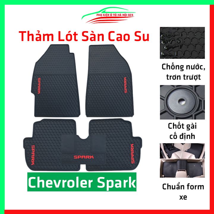 Thảm lót sàn ô tô cao su theo xe Chevrolet Spark, thảm trải sàn xe hơi không mùi, chống trơn trượt, mài mòn tốt