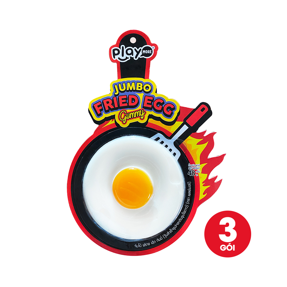 Combo 3 bộ kẹo dẻo hình trứng chiên Jumbo Playmore 48g