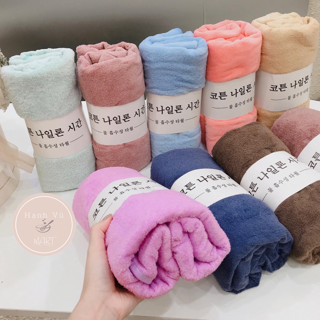 Khăn tắm Hàn sợi bông siêu mềm siêu thấm ( giao màu ngẫu nhiên )