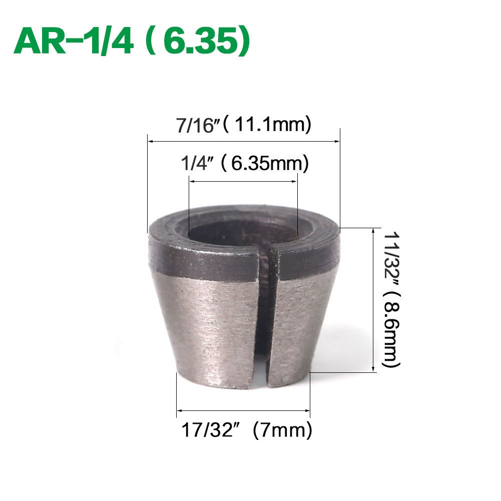 Tool Nest 6mm 1/4 Inch Shank Carbon Steel Trimmer Collet Chuck Router Bit Engraving Machine