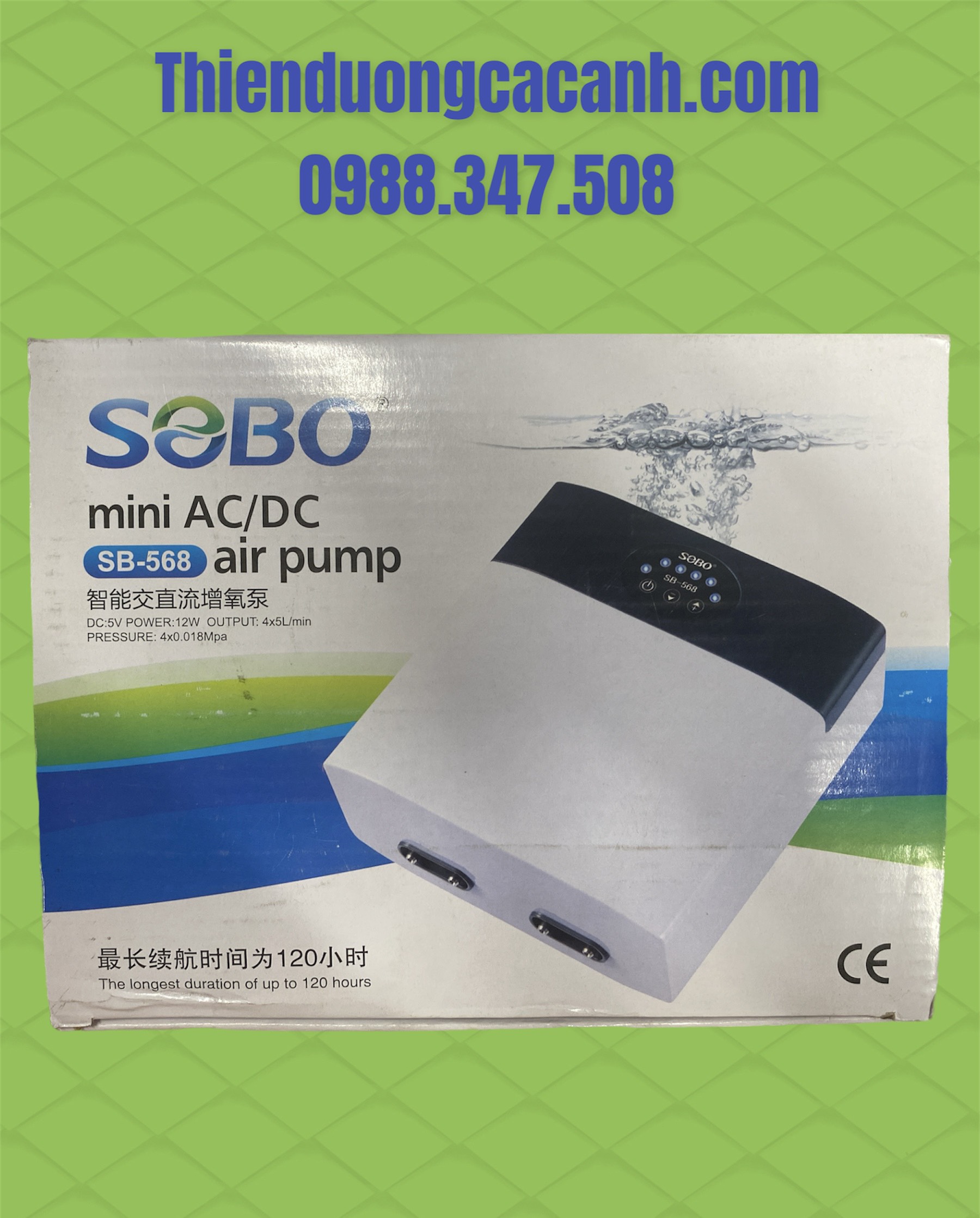 Sủi Oxy Tích Điện Mini SOBO SB-568 (4 Vòi)