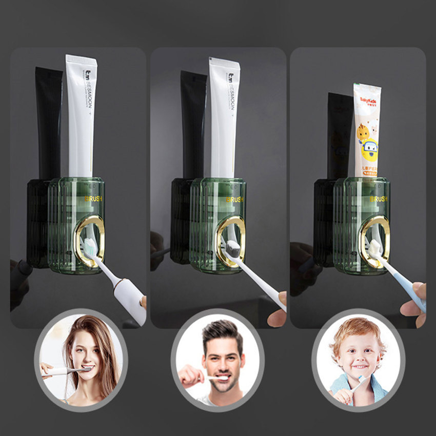Automatic Toothpaste Dispenser Bathroom Accessories Wall Mount Lazy Toothpaste Squeezer Toothbrush Holder