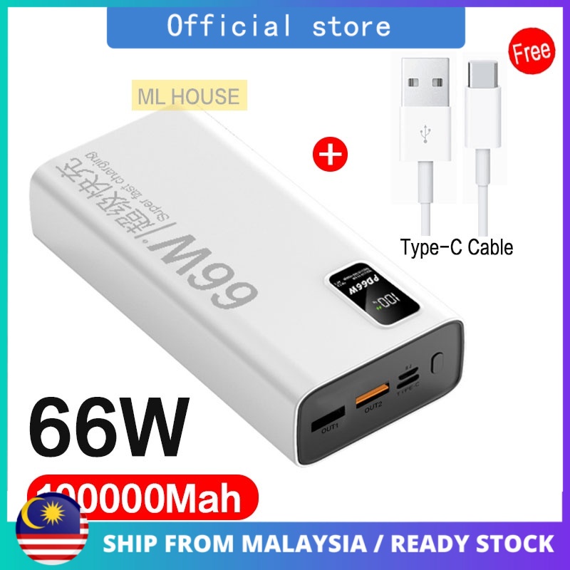 100000mAh Fast Charge Digital Display PowerBank PD 66W QC3.0 Original ...