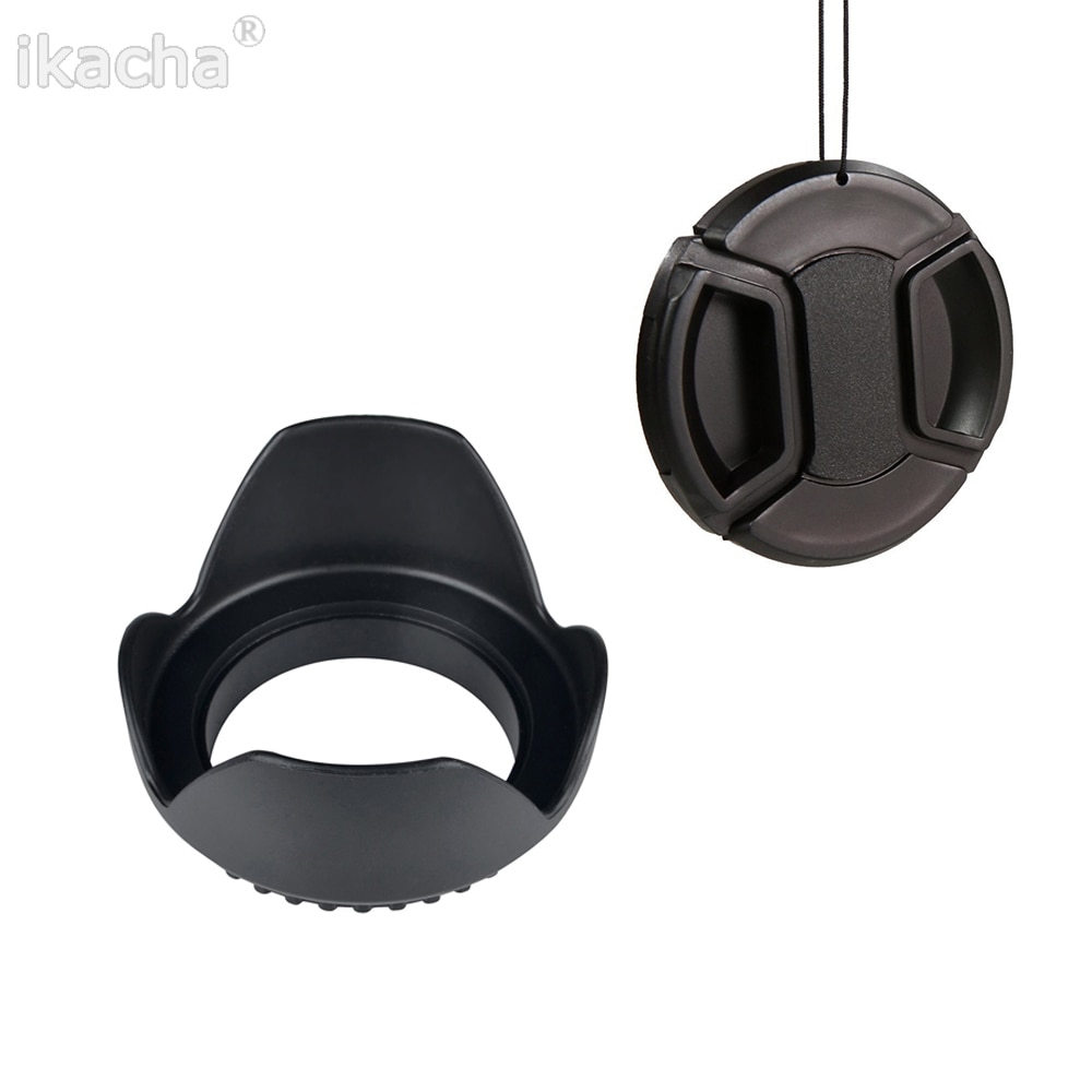 49mm 52mm 55mm 58mm 62mm 67mm 72mm 77mm 82mm flower lens hood + lens cap for nikon canon sony fuji olympus dslr camera