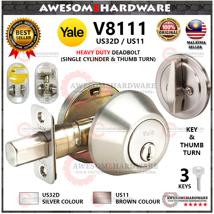 Esssential Heavy Duty Yale Single Side Deadbolt Lock Single Cylinder Dead Bolt V8111 Or 3350