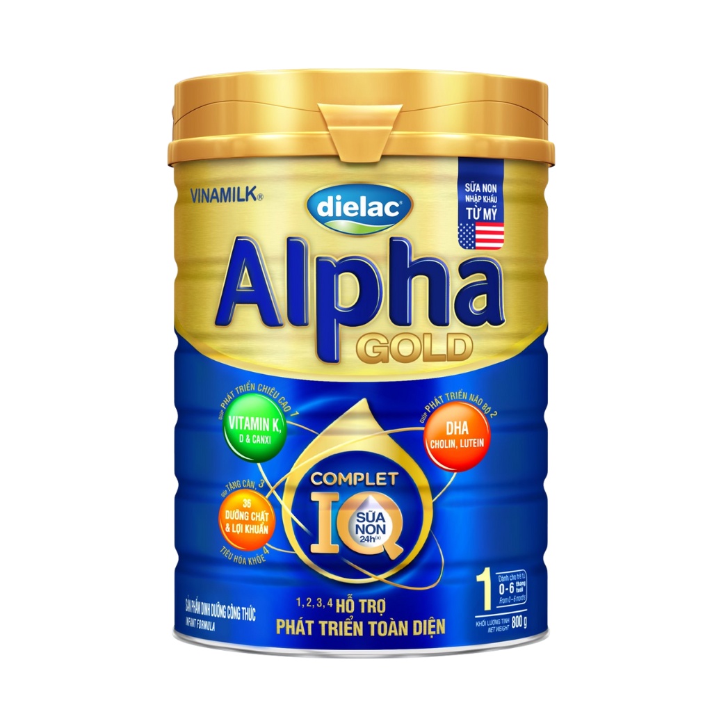 Sữa bột Dielac Alpha Gold 1 - lon 800g (cho trẻ từ 0 - 6 tháng tuổi)