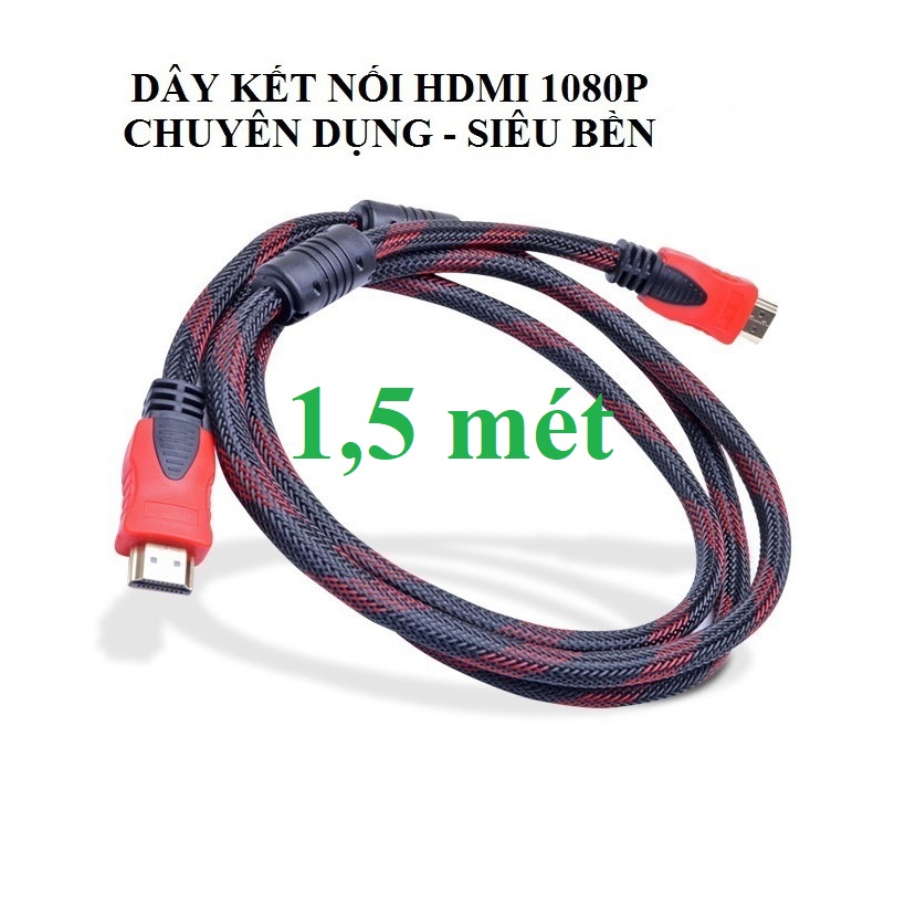 Cáp hdmi bọc dây dù đỏ dài 1,5m chống nhiễu