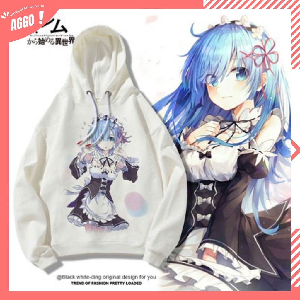 Áo Hoodie Nỉ Ấm Anime Re:Zero Rem & Ram