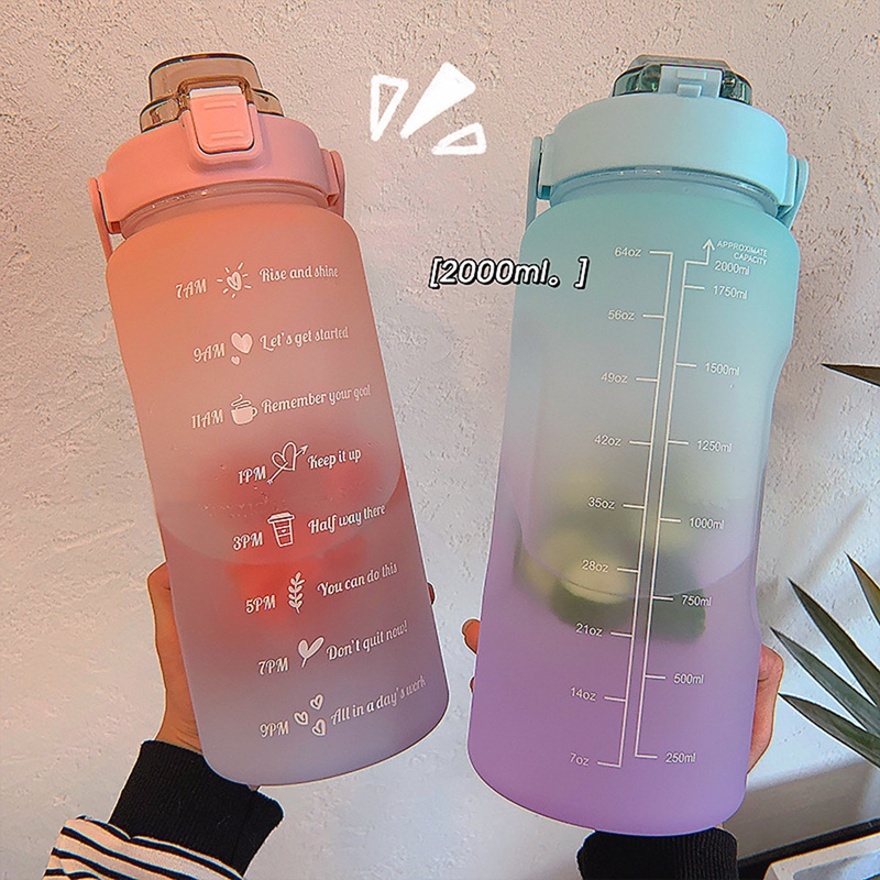 Buy Wholesale China Cheap 2l Large Capacity Water Bottle With Bounce Cover  Time Scale Reminder Frosted Cup With Cute Stickers For Outdoor Sports & Water  Bottle at USD 1.37