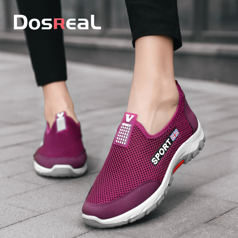 DOSREAL Women Sport Shoes Sneakers Plus Size 41 Breathable Walking Shoes Casual Korean Running Shoes Slip On Loafers For Women Shoes