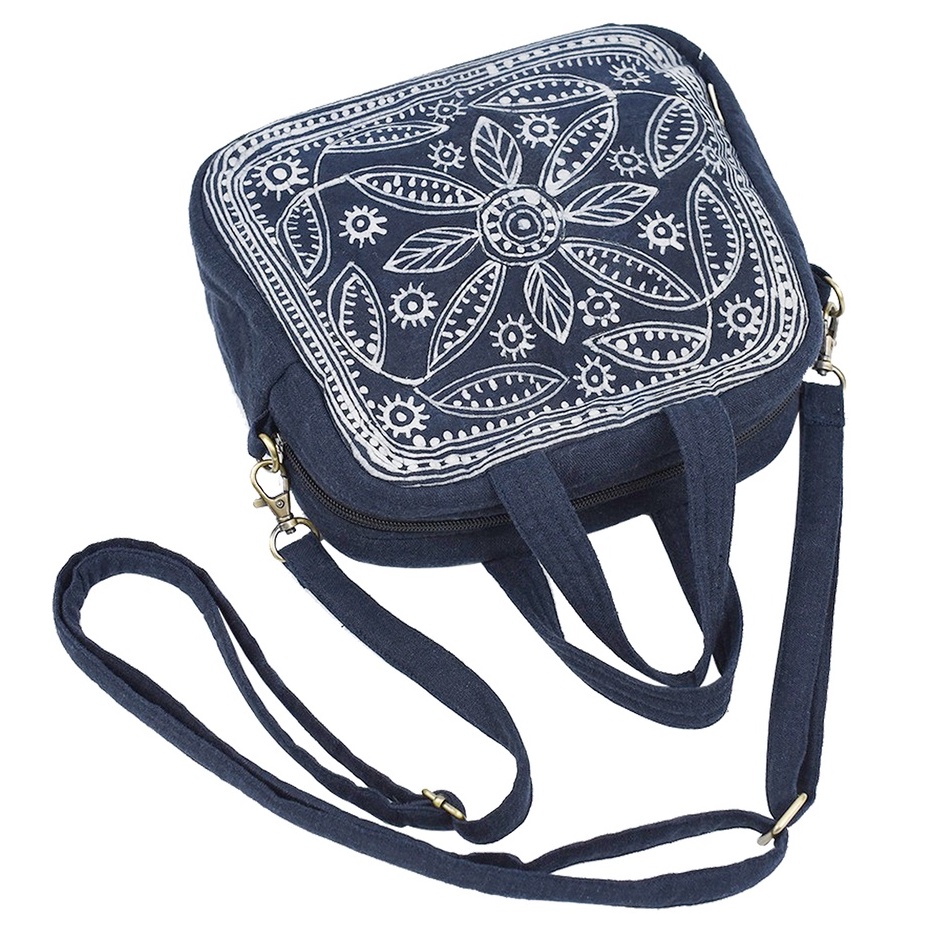 Túi xách thời trang họa tiết Trapez Hemp Handmade