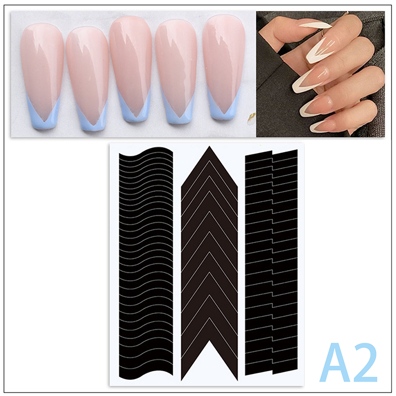French Manicure Edge Auxiliary Nail Sticker Moon V Self-Adhesive Nail Tip.
