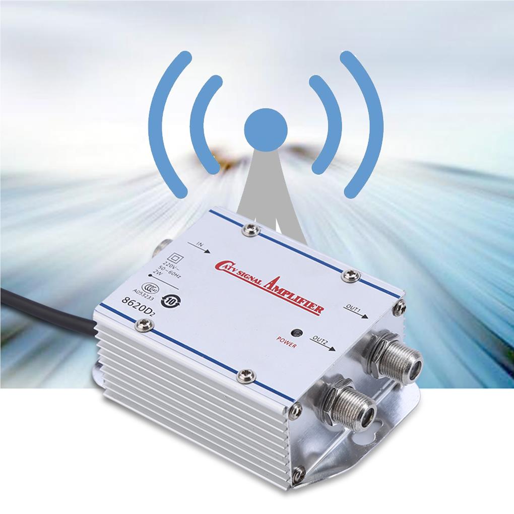 Standard AC 220V 2-Way CATV Signal Amplifier Video Assistor Splitter.