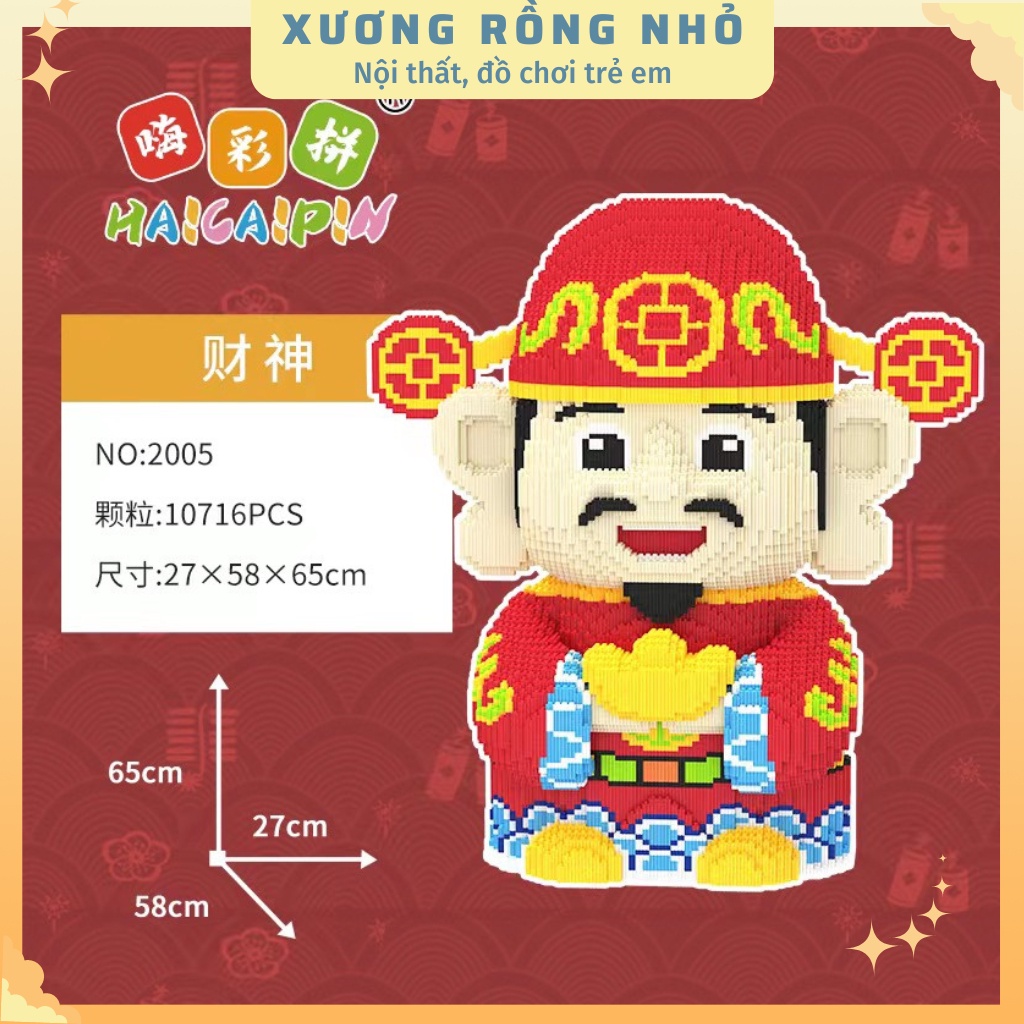 Mô hình lắp ráp lego Doraemon thần tài, mèo thần tài 40-91cm, Đoremon lân 67cm .