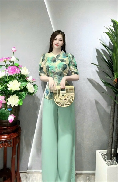 SET ĐỒ LAM ÁO BÀ BA TAY BÚP FREESIZE DƯỚI 70KG