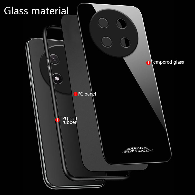 Biruiqu%20For%20Honor%20X9C%20Shockproof%20Tempered%20Glass%20Back%20Soft%20Silicone%20Edge%20Black%20Case%20Cover%20Casing%20-%20Image%205
