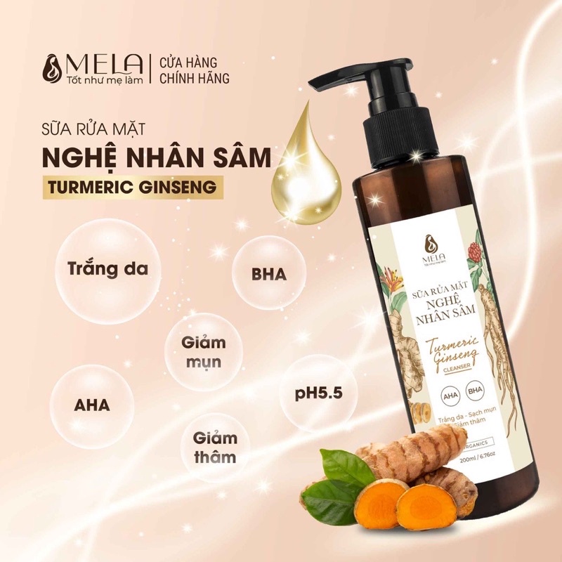 Sữa rửa mặt nghệ nhân sâm Mela 200ml