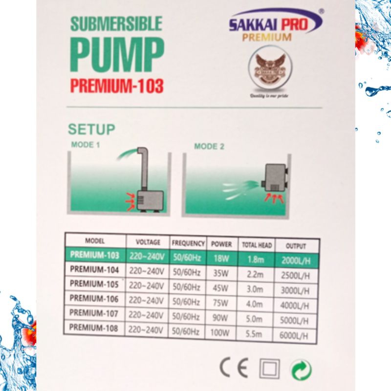 Pompa Kolam Air Mancur Hidroponik Submersible pump SAKKAI PRO PREMIUM 103