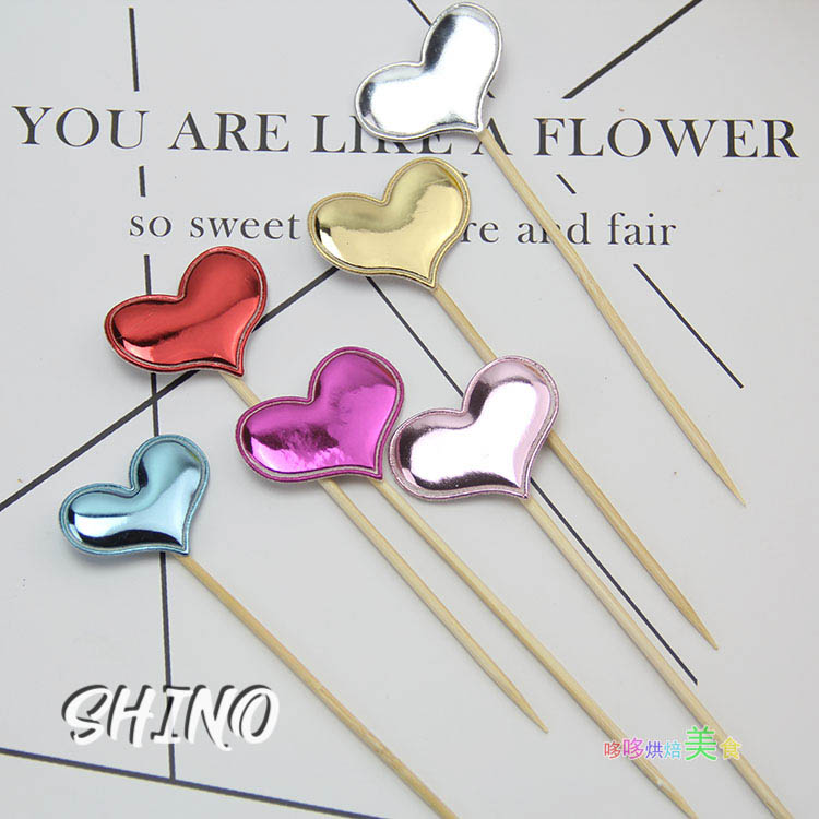 Topper/Que cắm trái tim trang trí bánh kem (Set 5 cái)