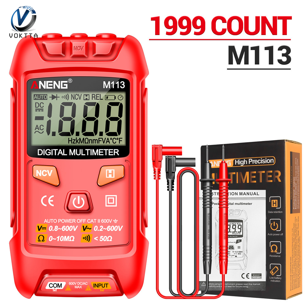 VOKTTA ANENG Digital Multimeter Tester 1999 Counts Auto Ranging Amp Ohm Voltmeter for Household Outlet and Automotive Electrical Tools