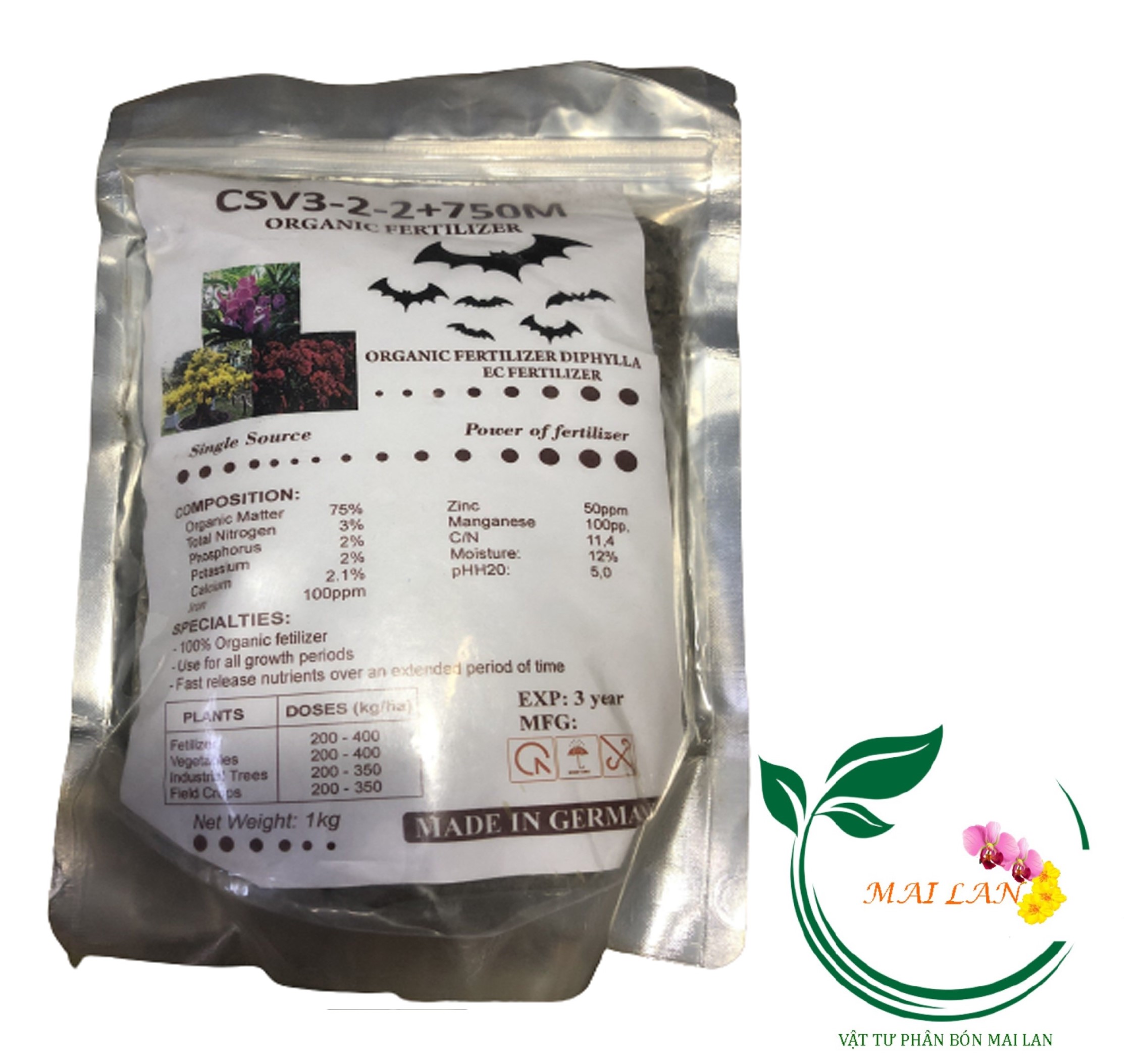 Phân Dơi Nén - Đức CSV 3-2-2+75OM Organic Fertilizer - #467A# 1kg