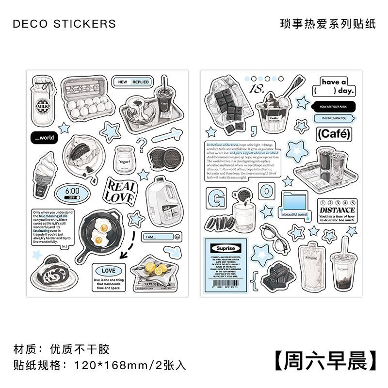 Cdaily|2pcs ins Hand-Painted Stickers Handbook Stickers Handbook DIY Collage Material Decorative Stickers Stickers Stickers