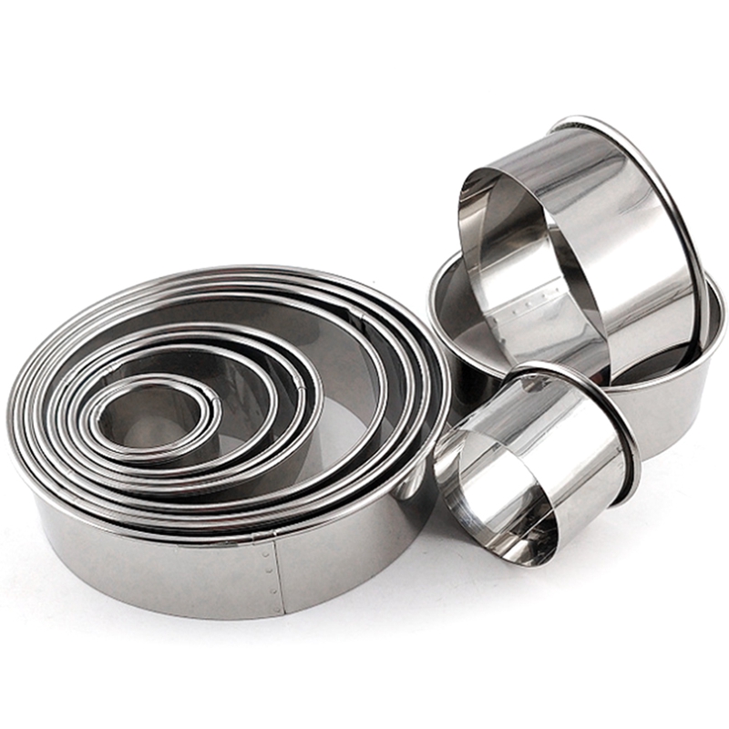 12PCS Stainless Steel Round Cake Mold Baking Mousse Ring Pizza Cooking Cookie Cutter DIY Cake Ring Tools