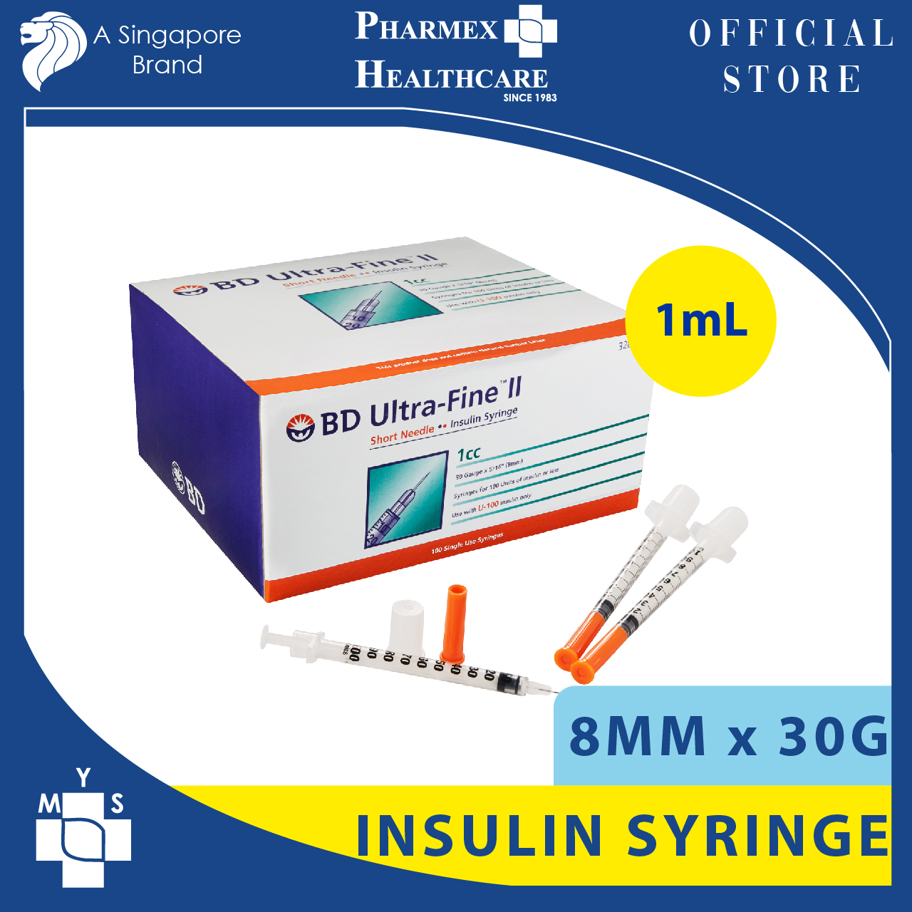 BD Ultra Fine II Insulin Syringe 8mm x 30G (Box of 100's) Lazada