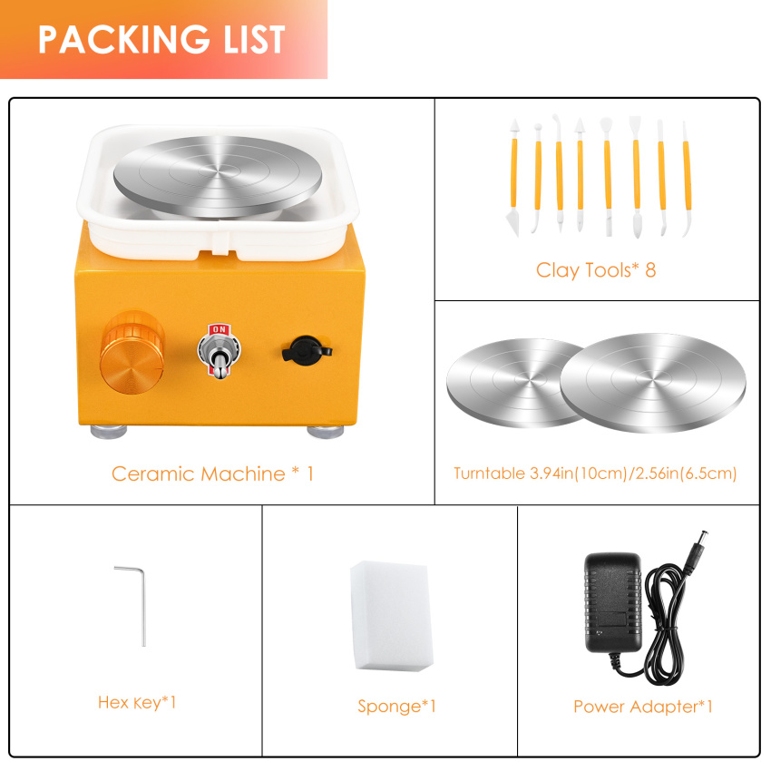 Mini Ceramic Wheel, Ceramic Wheel 6.5cm/10cm Rotary Table Mini Ceramic Machine Electric Ceramic Wheel DIY Clay Tool With Tray For Ceramic Work Ceramic Clay Art Crafts
