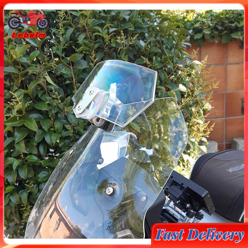 Lebalm【ready stock】Universal Motorcycle Windshield Extension Heightened Airflow Adjustable Windscreen Wind Deflector With Bracket