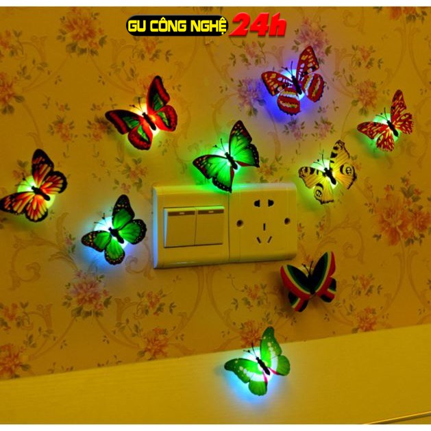 Combo 3 đèn led ngủ bướm phát quang dán tường
