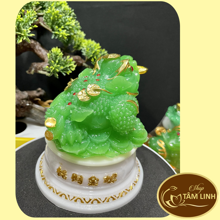 Cóc (Thiềm Thừ) Ngọc Phong Thủy Đế Kiếng Xoay Cao 14 cm