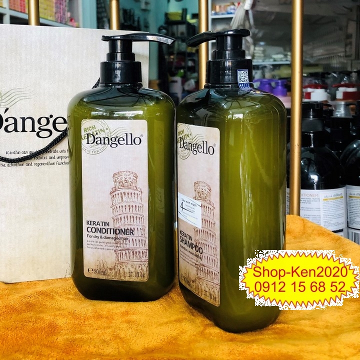 Cặp dầu gội xả Dangello Keratin 800ml x2 siêu mượt tóc