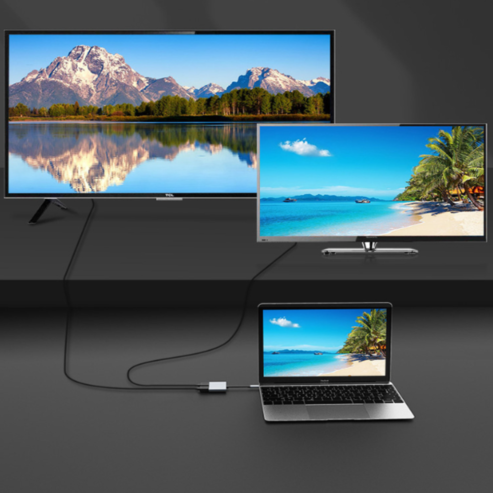 Cáp chuyển hub type c  4 in 1 USB Type-c ra 2 cổng HDMI/HDMI