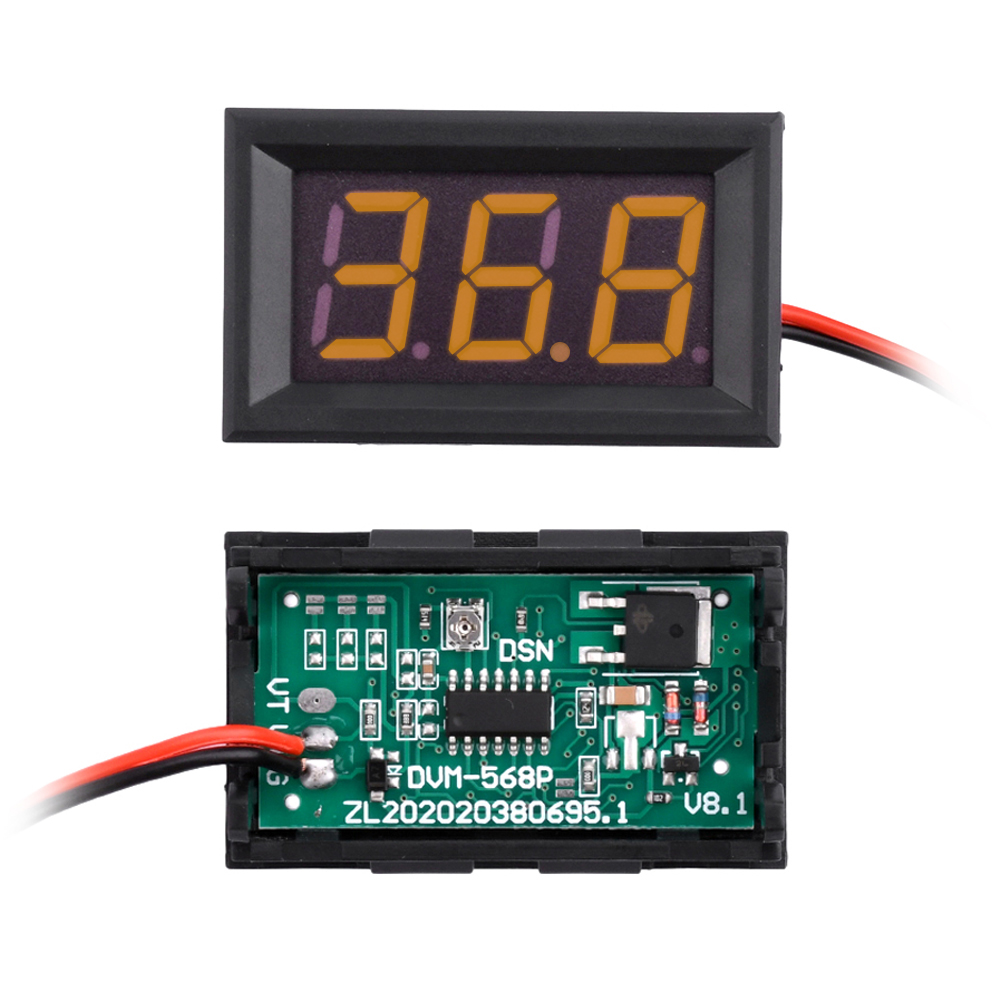 Shockley DC 5-120V Mini Voltmeter Blue LED Digital Display Panel Voltage Meter 2 Wire 0.56 Inch for Motorcycle Battery Monitor