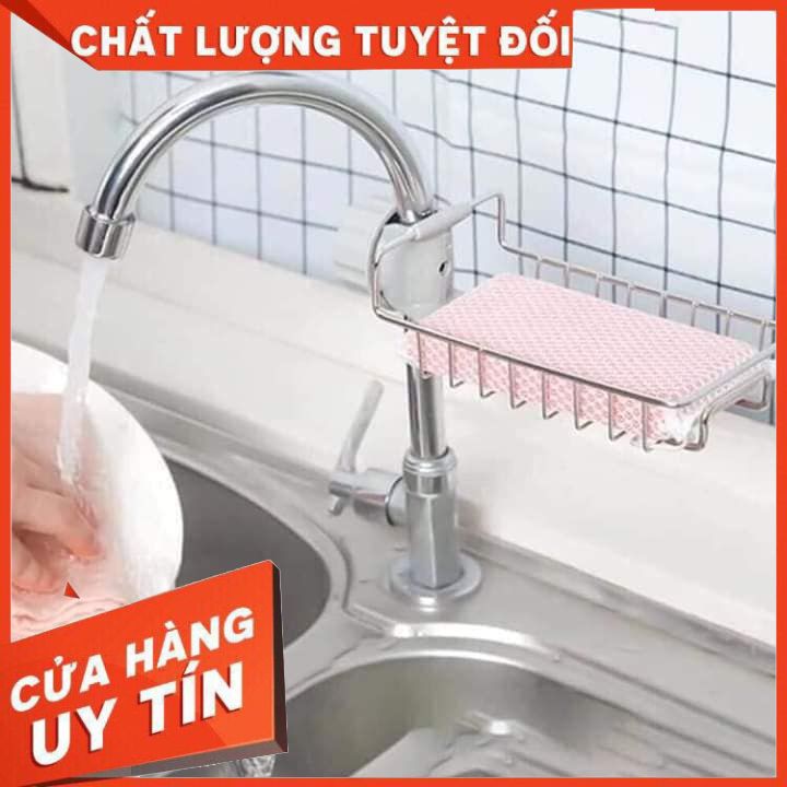 Giá treo inox gắn vòi nước bồn rửa chén đa năng 11x17.5