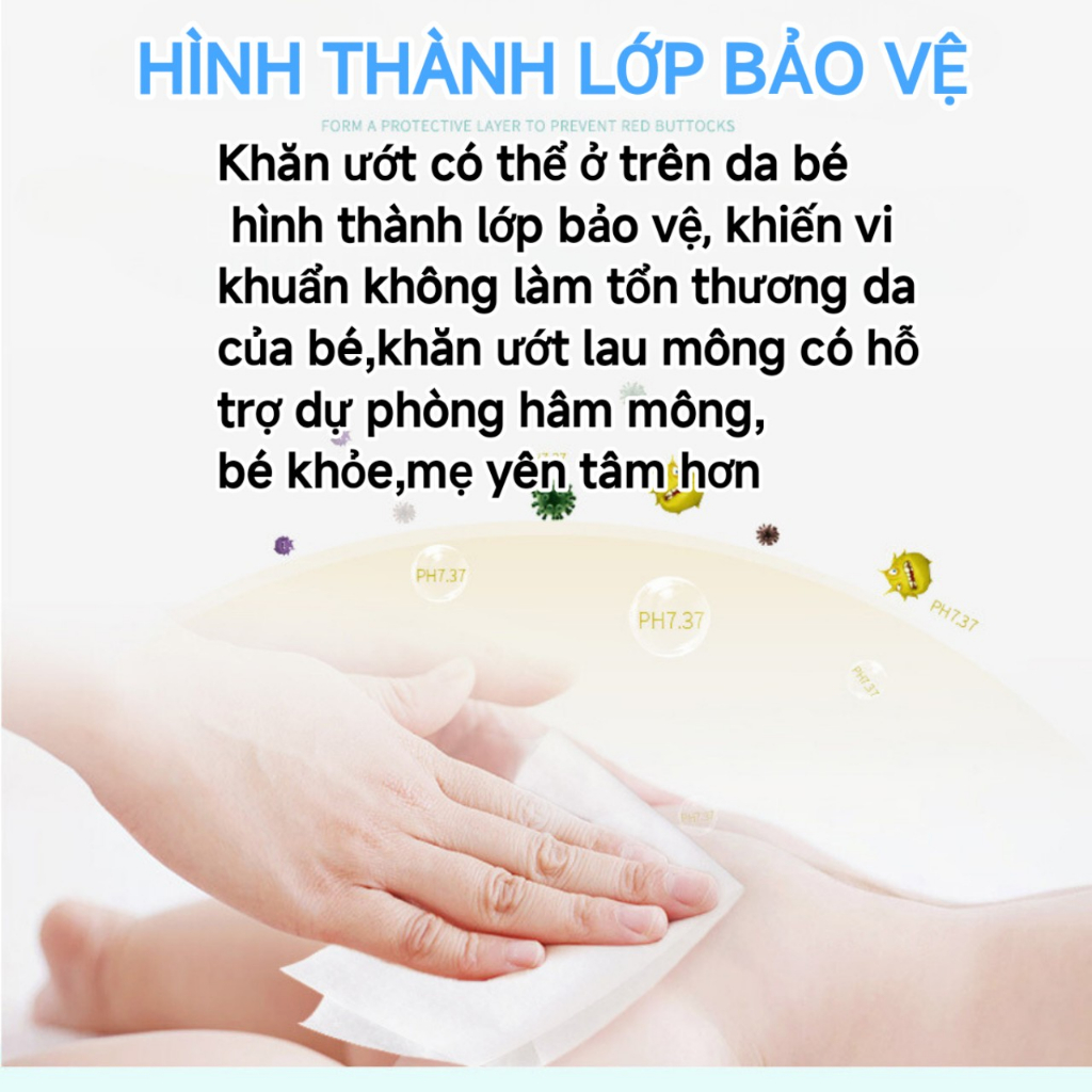 khăn ướt không mùi , không cồn 80 tờ cho bé