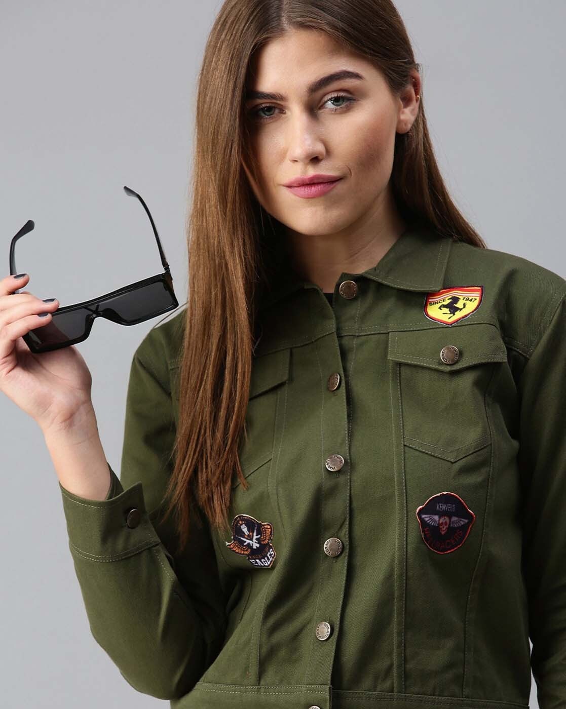Button%20Down%20Women%20Olive%20Green%20Denim%20Jacket%20With%20Badges%20by%20CLOTHING%20-%20Image%205