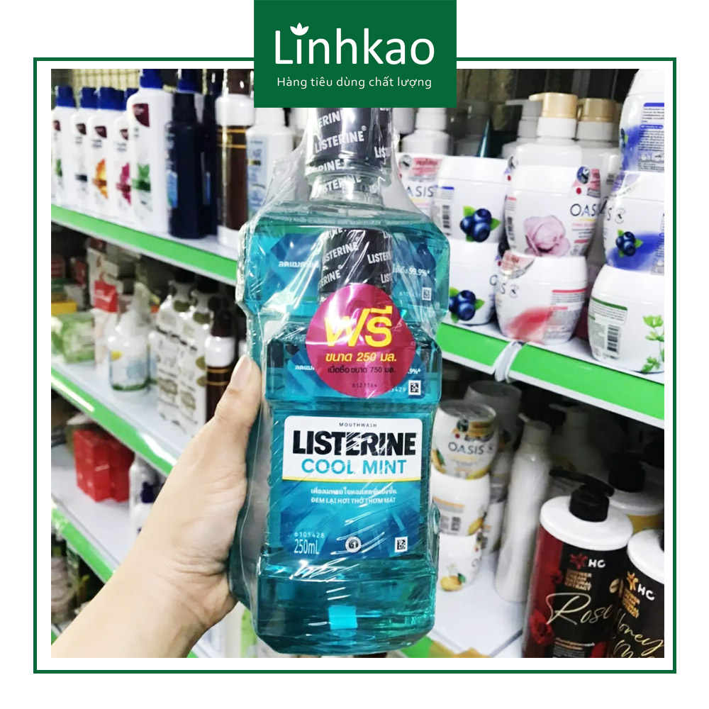 Combo Nước súc miệng Listerine 750ml + 250ml]