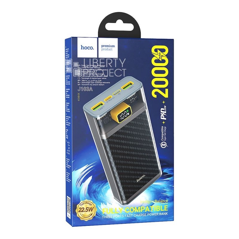 Pin sạc dự phòng hoco j103 10000mah & hoco j103a 20000mah, sạc nhanh 22.5w, có led hiển thị bh 12 tháng