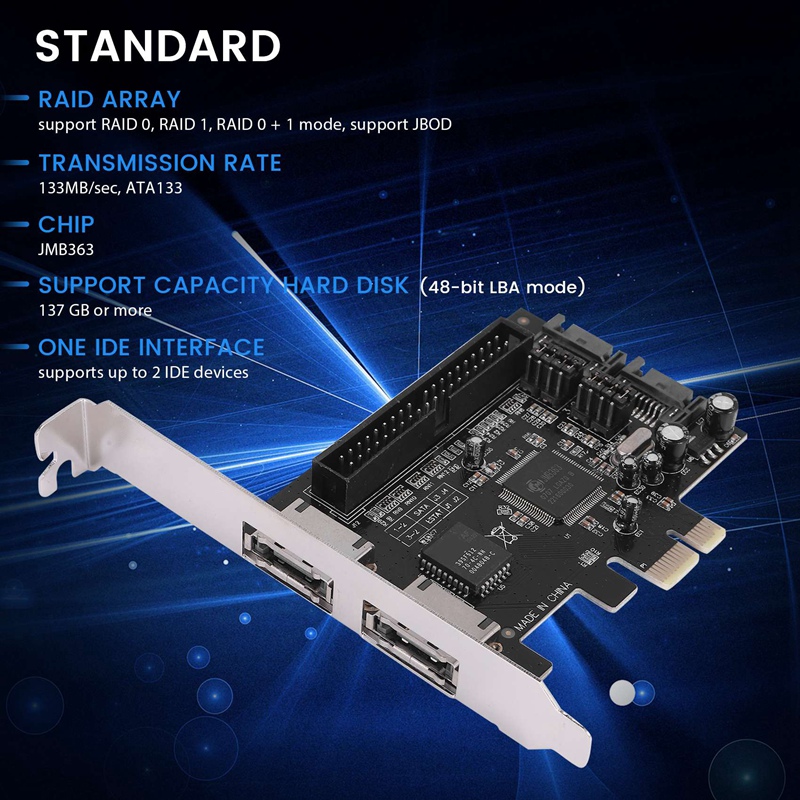 【SHX】-PCI to SATA Controller PCI to Ide PCI-E to 2Sata IDE Jmb363 Disk Array Card Express Expansion Card Adapter