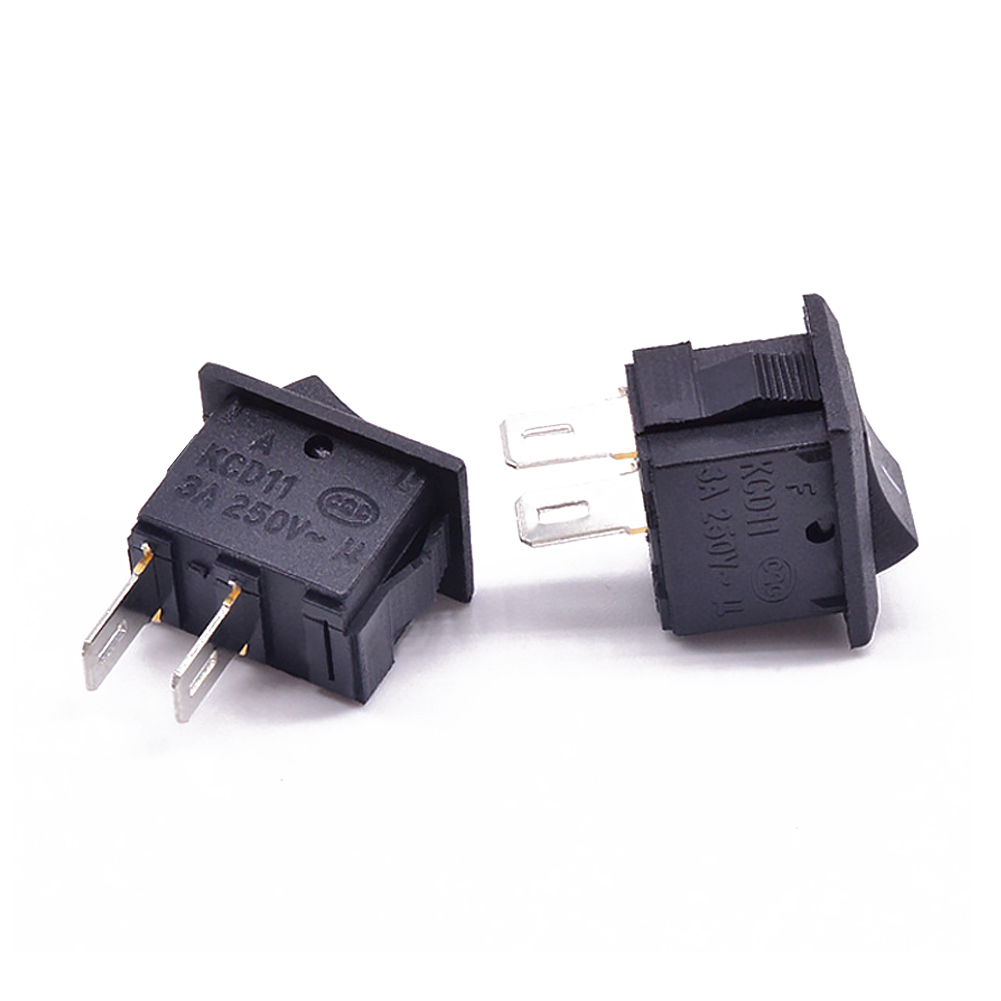 10PCS Push Button Switch 10x15mm SPST 2Pin KCD11 Snap-in On/Off Rocker Switch 3A 250V Power Switch Black Red