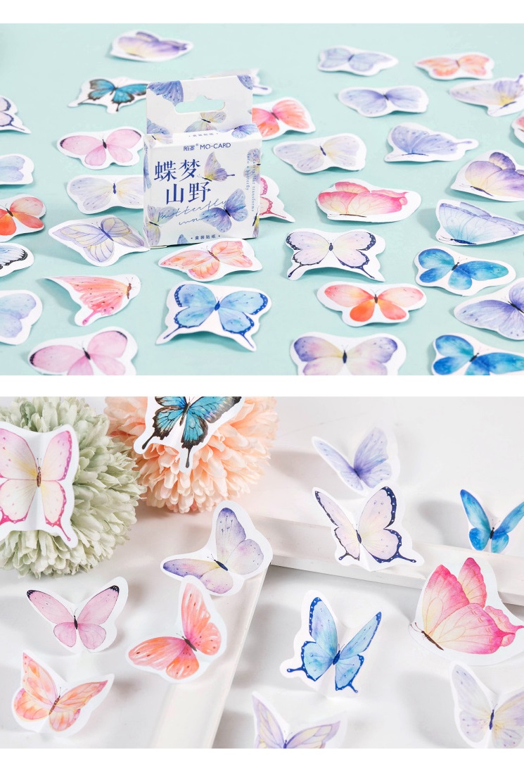 Hộp 46 stickers hình bươm bướm