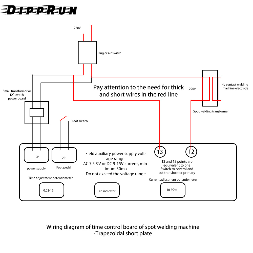 Dipprun Máy hàn điểm Bảng điều khiển tại chỗ Máy hàn pin lithium Bảng điều khiển bộ bảng mạch tự làm 18650/26650 Pin