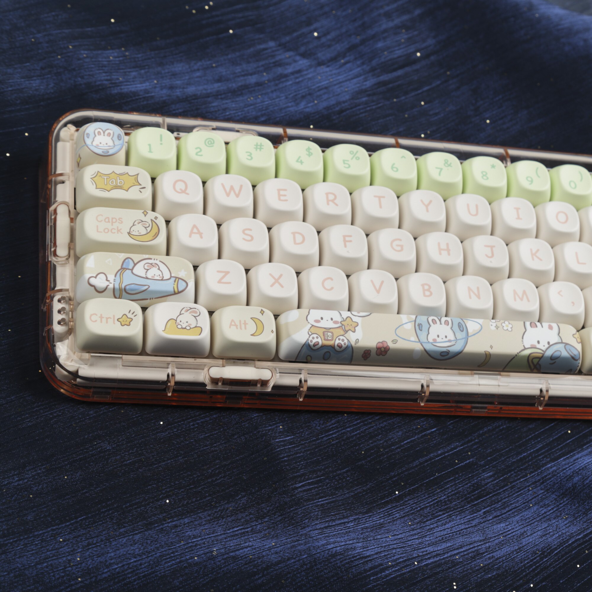 Space Rabbit Keycaps MOA Profile Personalized Keycap for Mechanical Keyboard with ANSI Layout for Mx Switch Mechanical Keyboard