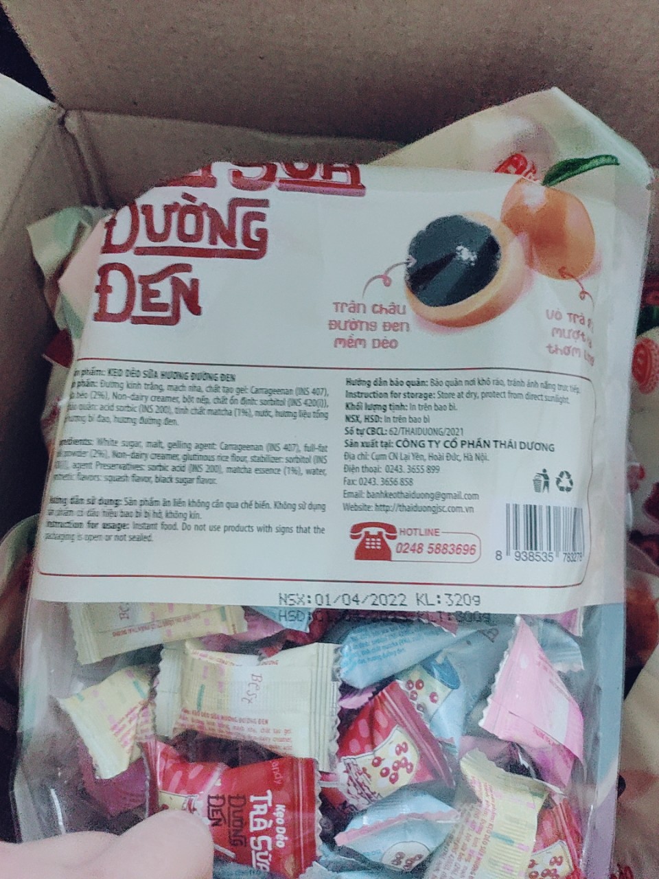 Kẹo trà sữa đường đen mix vị 320g bubble tea