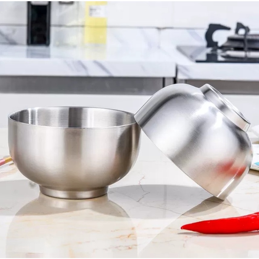 Bát inox 304 2 lớp trơn chống nóng , cách nhiệt size 12cm - thingkids