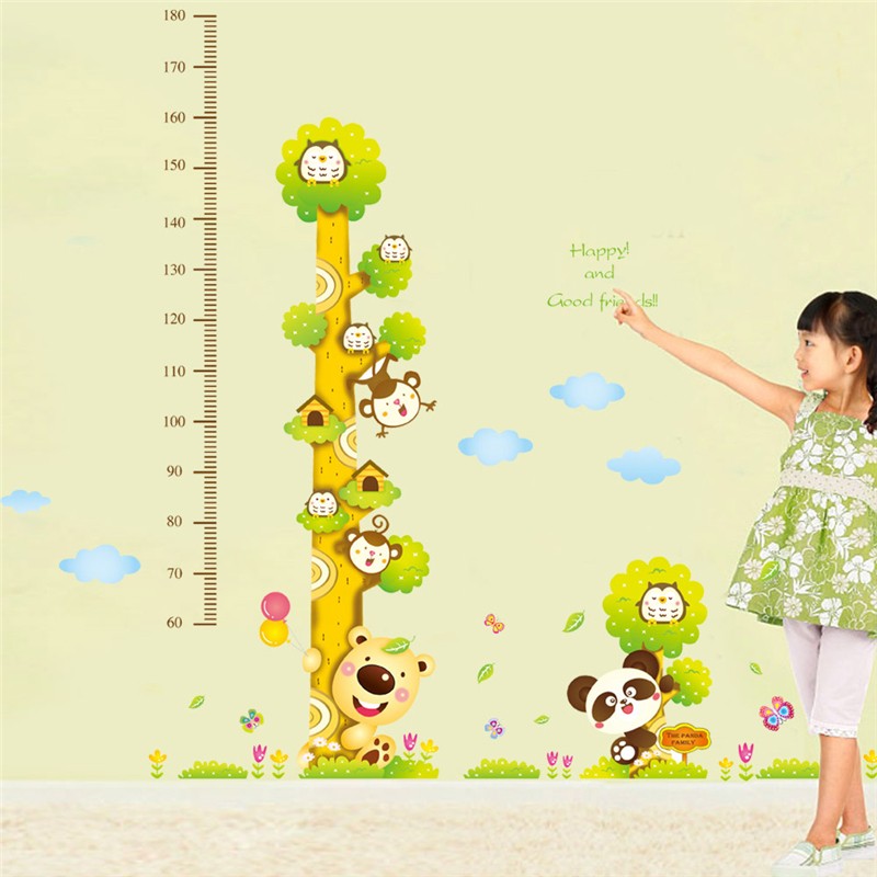 Decal dán tường thước đo gấu nhỏ