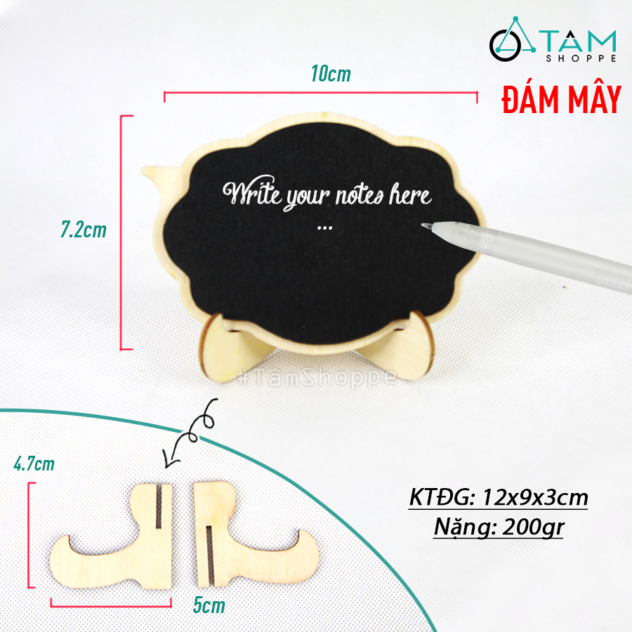 [GỖ VÁN ÉP]Bảng đen viết phấn gỗ mini để bàn chân thấp BDMN-02