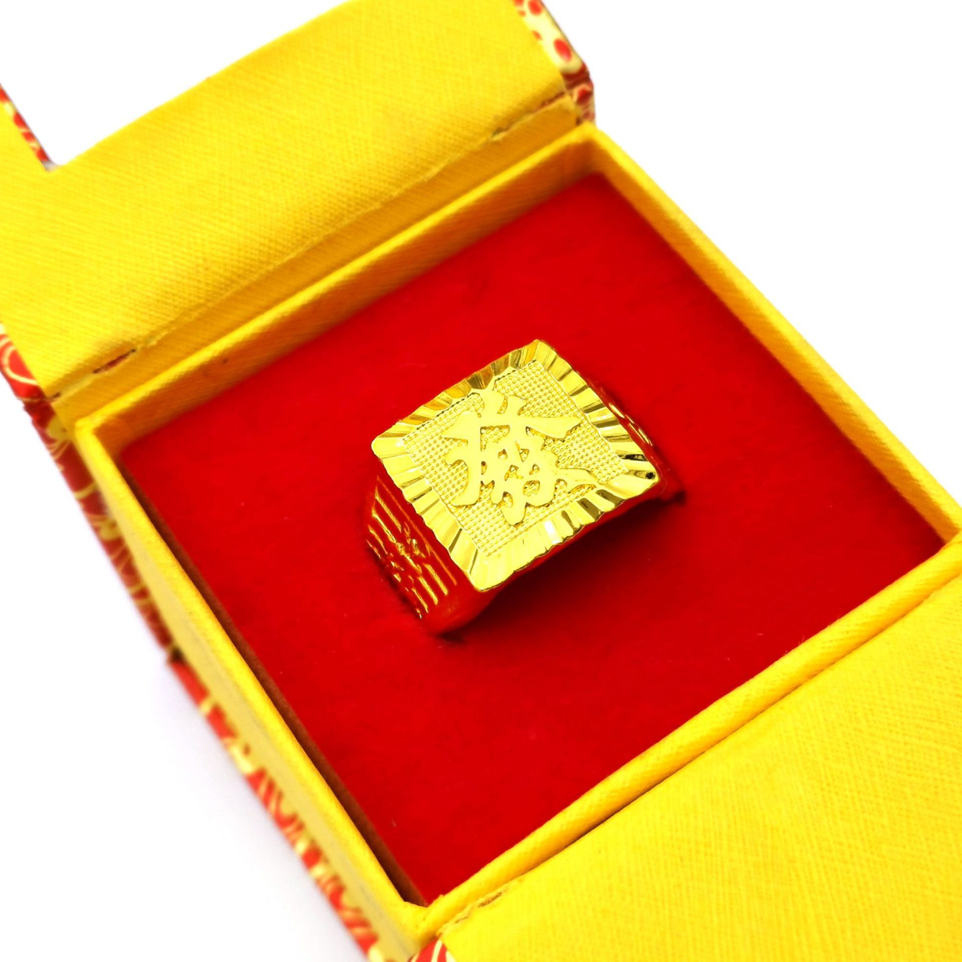 Rich Men Rings Inverted Mold Opening Men's Ring Gold Plated Men's Square Ring Rich and ...
